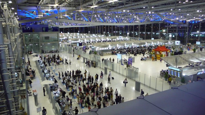 Top view of a crowd in a shopping mall